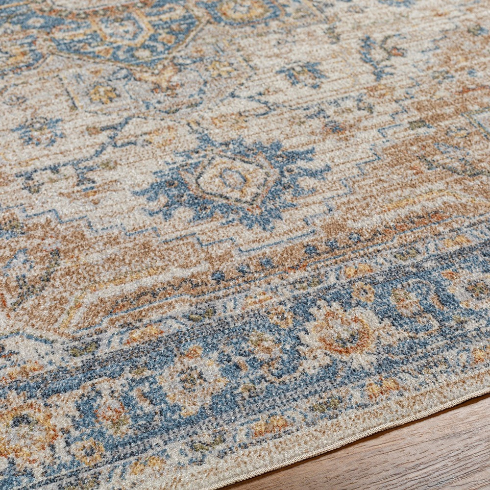beige traditional rug closeup detail
