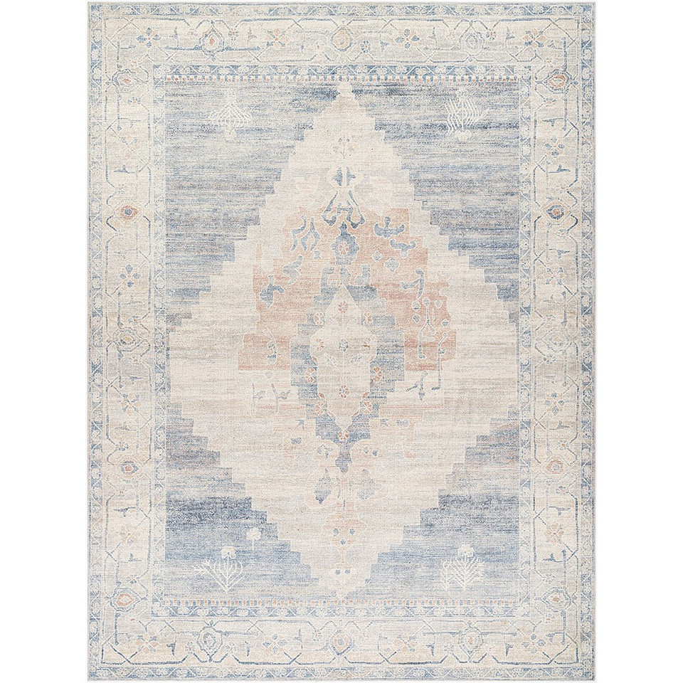 navy traditional rug portrait