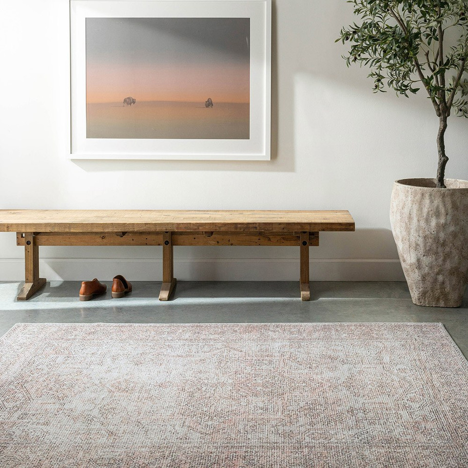blush traditional rug in a room with matching decor