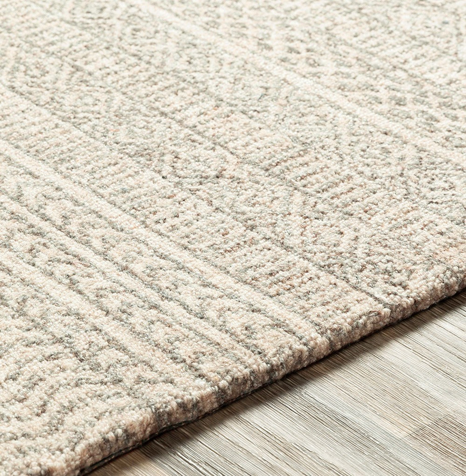 grey tribal wool rug closeup detail