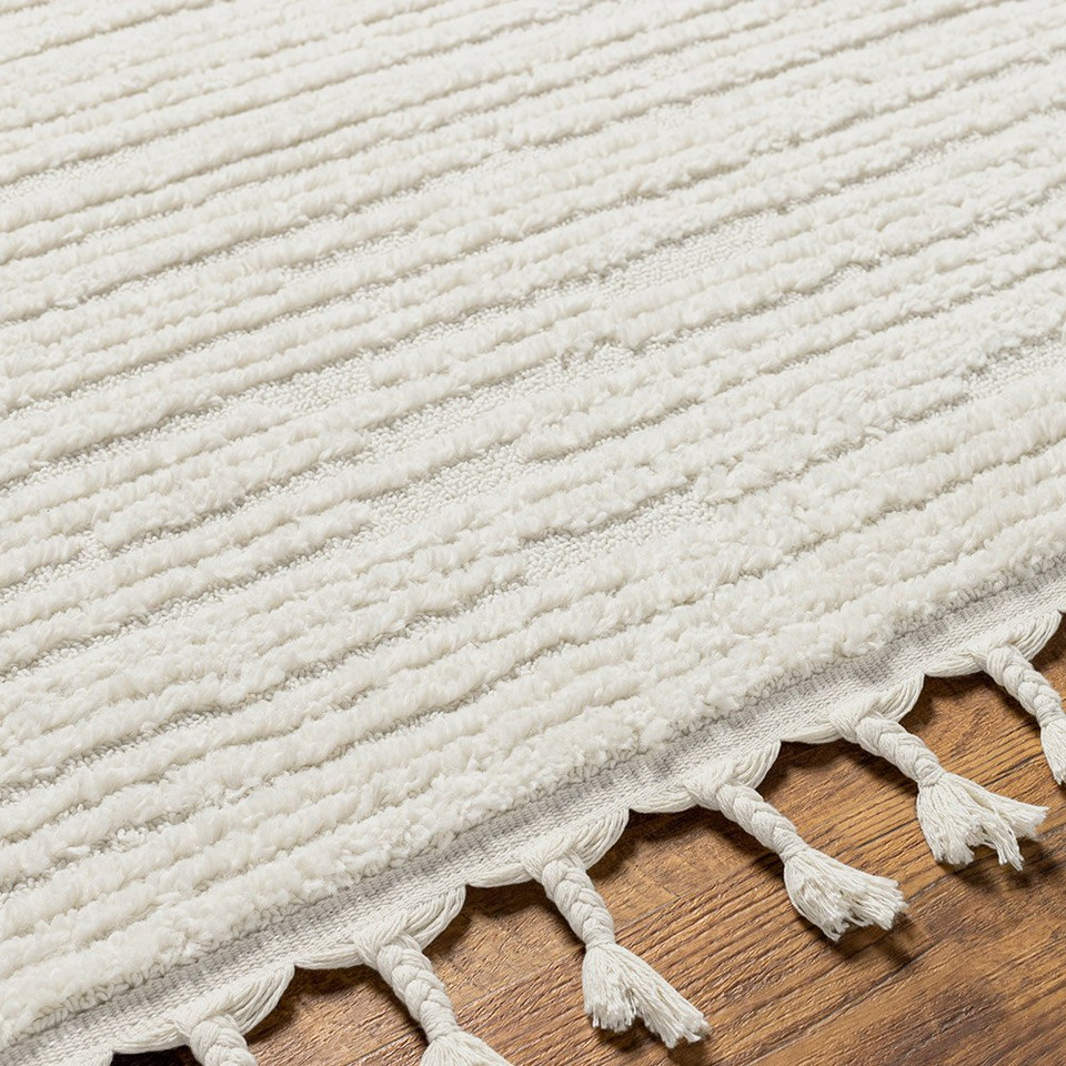 ivory berber geometric rug closeup detail