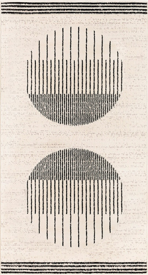 mono geometric rug portrait