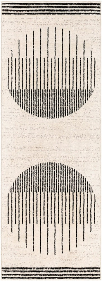 mono geometric rug portrait