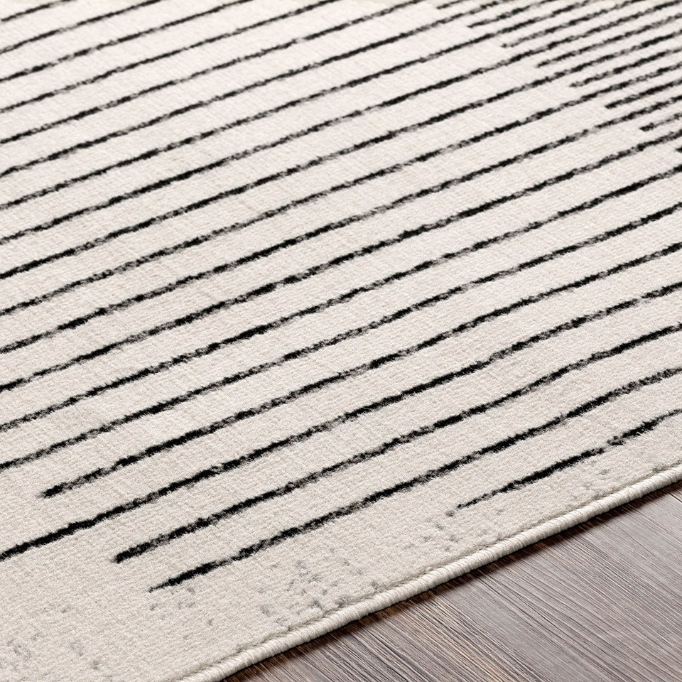 mono geometric rug closeup detail
