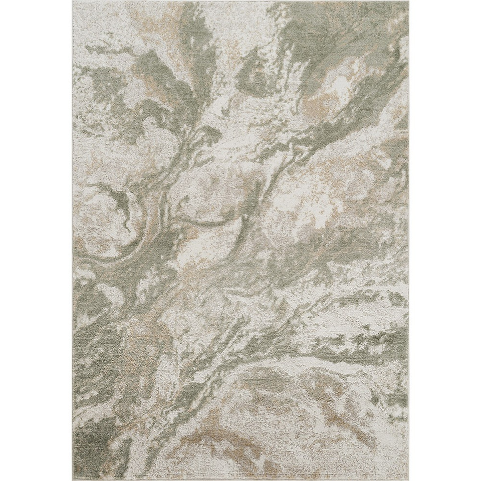 green abstract rug portrait
