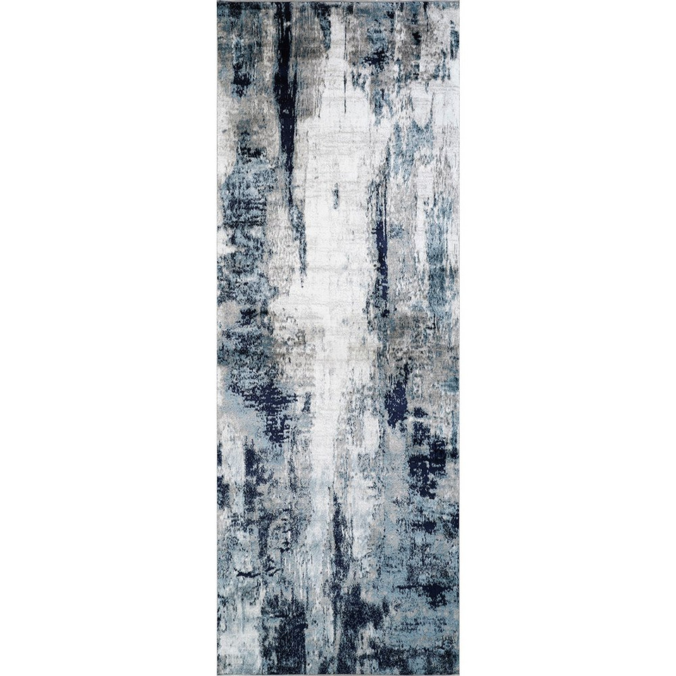 navy abstract rug portrait