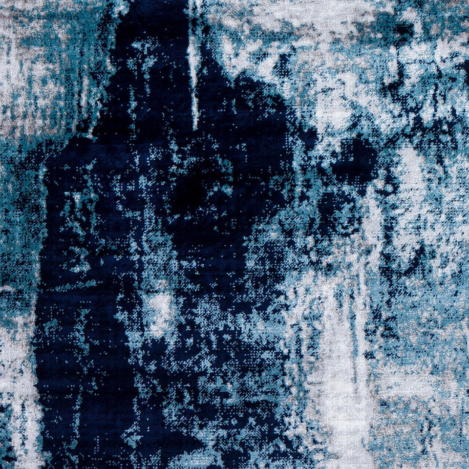 teal abstract rug closeup detail