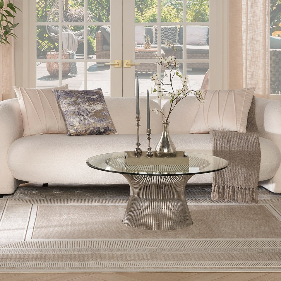 On Sale Glitz GLZ07 Ivory Luxury Glossy Rug 239x300cm