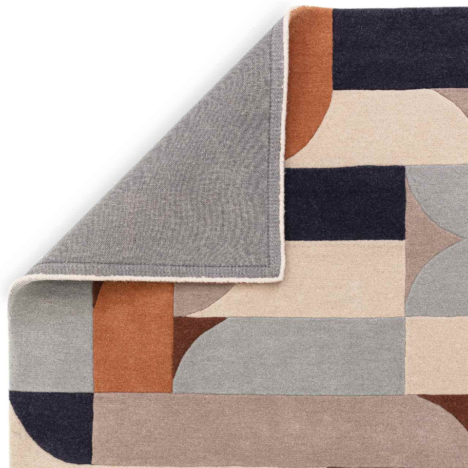 On Sale Matrix 88 Klotski Terracotta Brown Thick Wool Rug 120x170cm