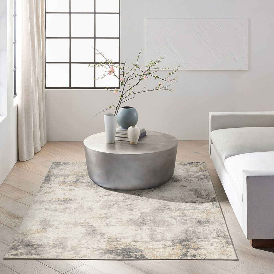 ivory grey calvin klein rug in a room with matching decor
