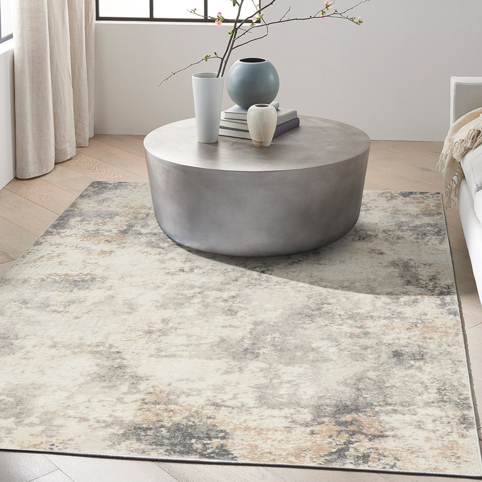 ivory grey calvin klein rug in a room with matching decor