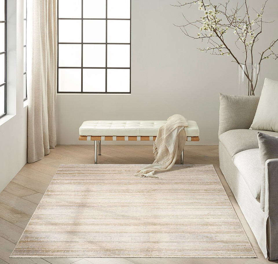 sand calvin klein rug in a room with matching decor