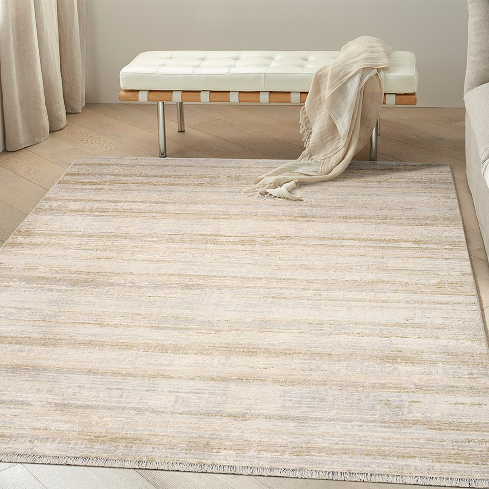 sand calvin klein rug in a room with matching decor