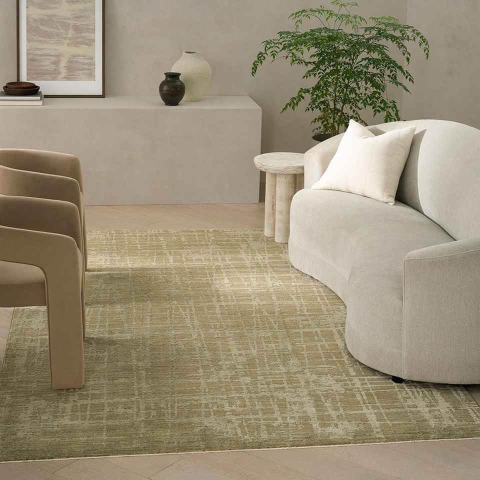 green calvin klein rug in a room with matching decor
