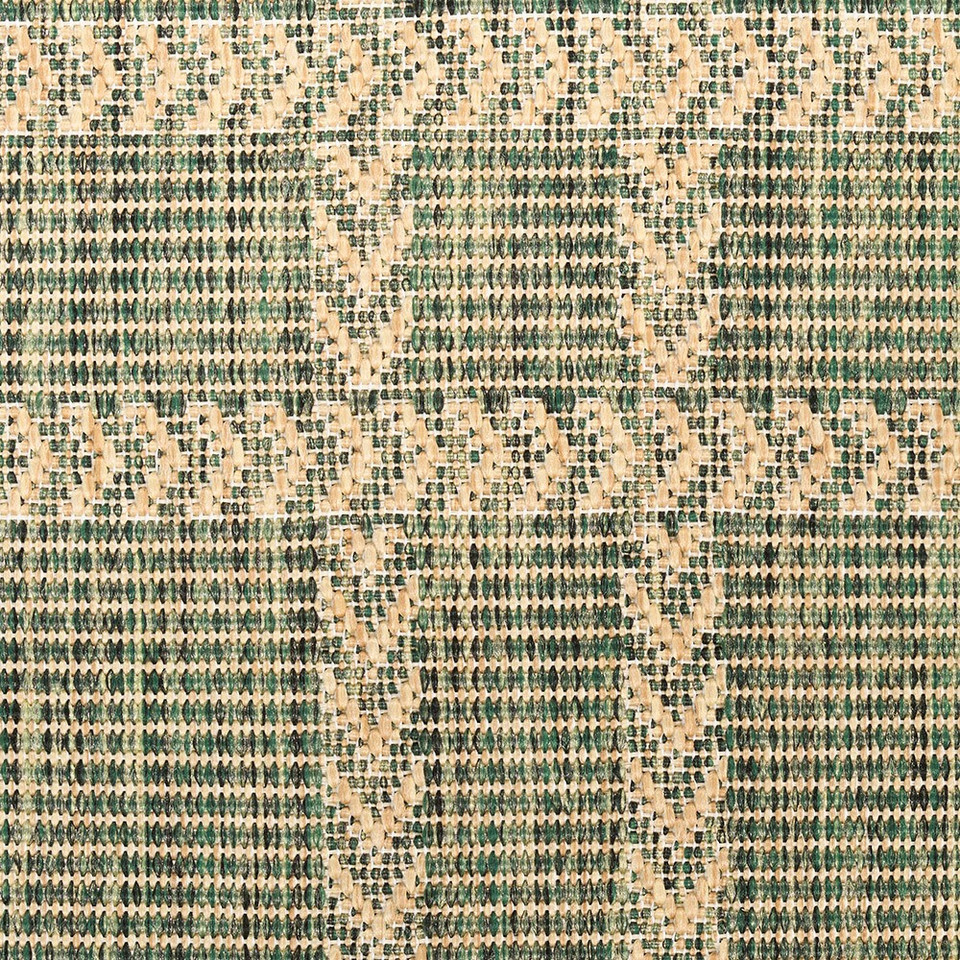 green geometric indoor outdoor rug closeup detail