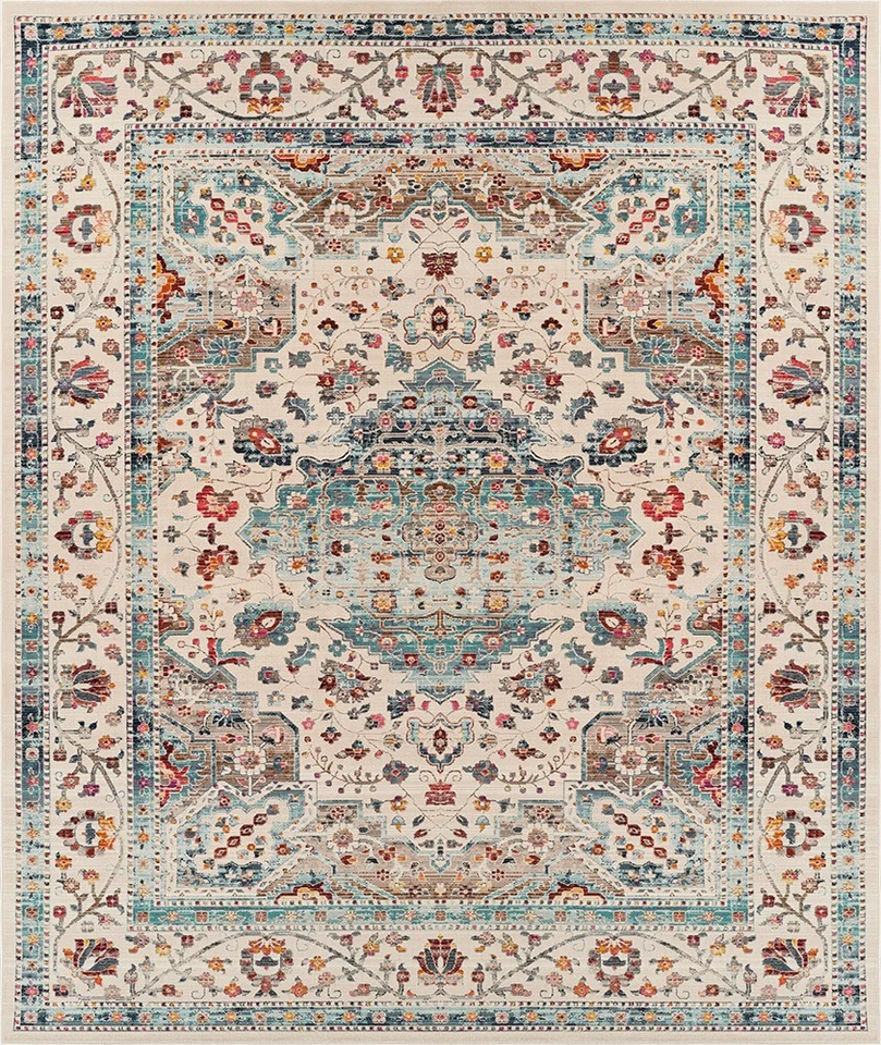 teal traditional rug portrait