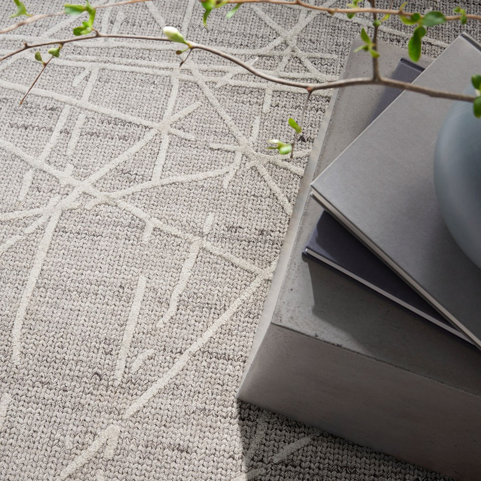 grey calvin klein rug closeup detail