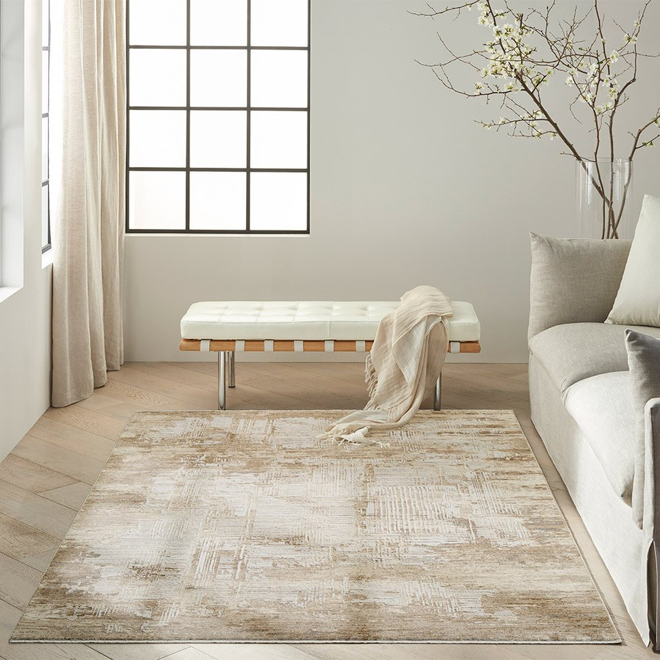 mocha ivory calvin klein rug in a room with matching decor