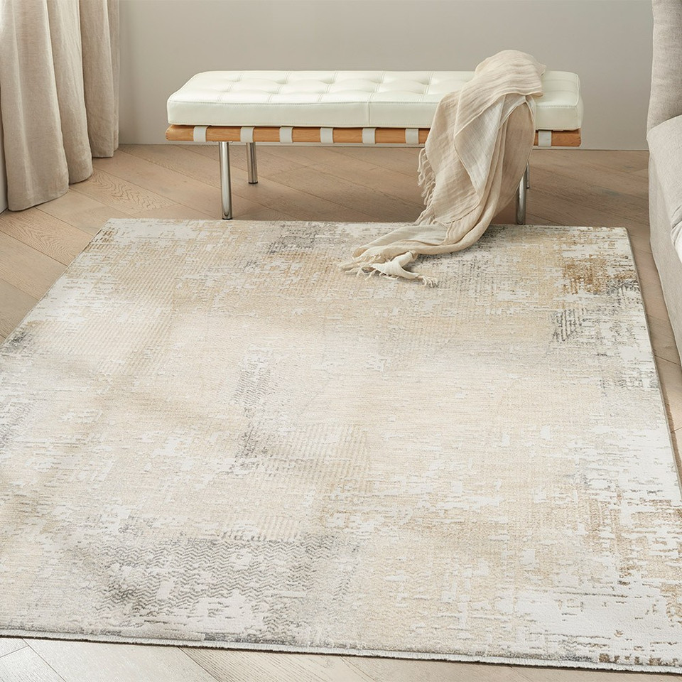 cream ivory calvin klein rug in a room with matching decor