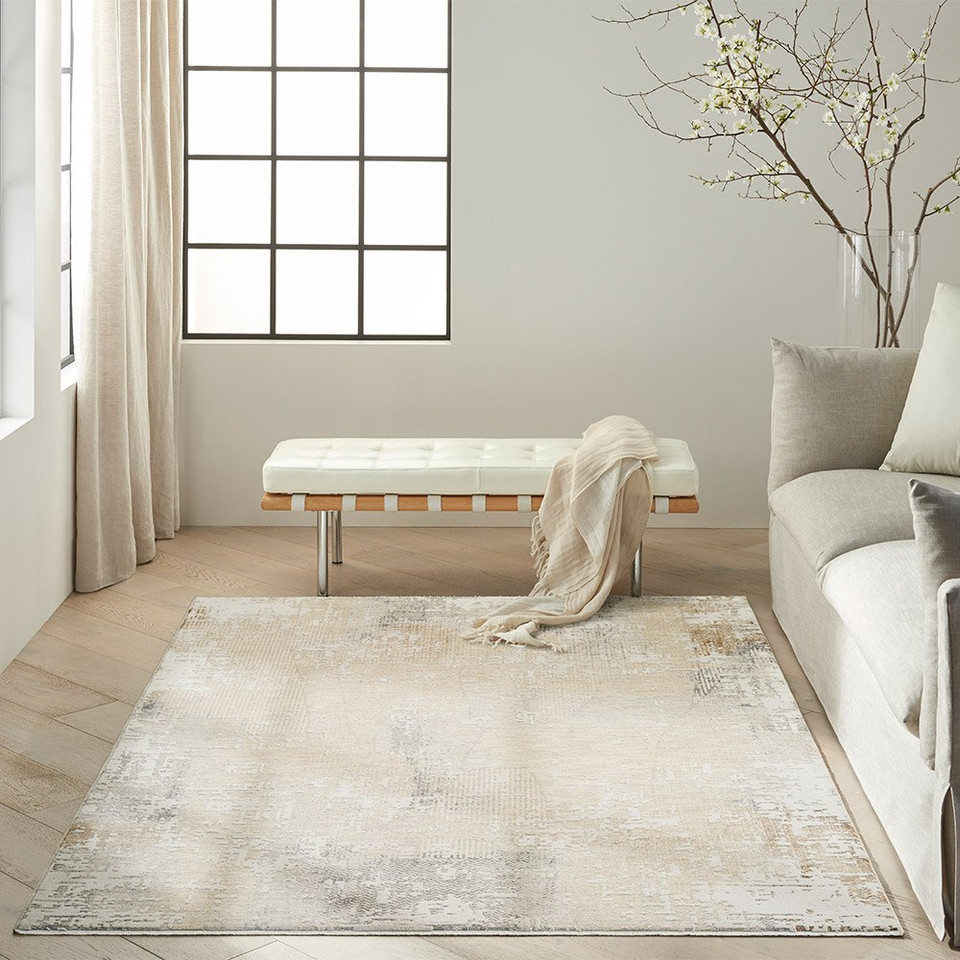 cream ivory calvin klein rug in a room with matching decor