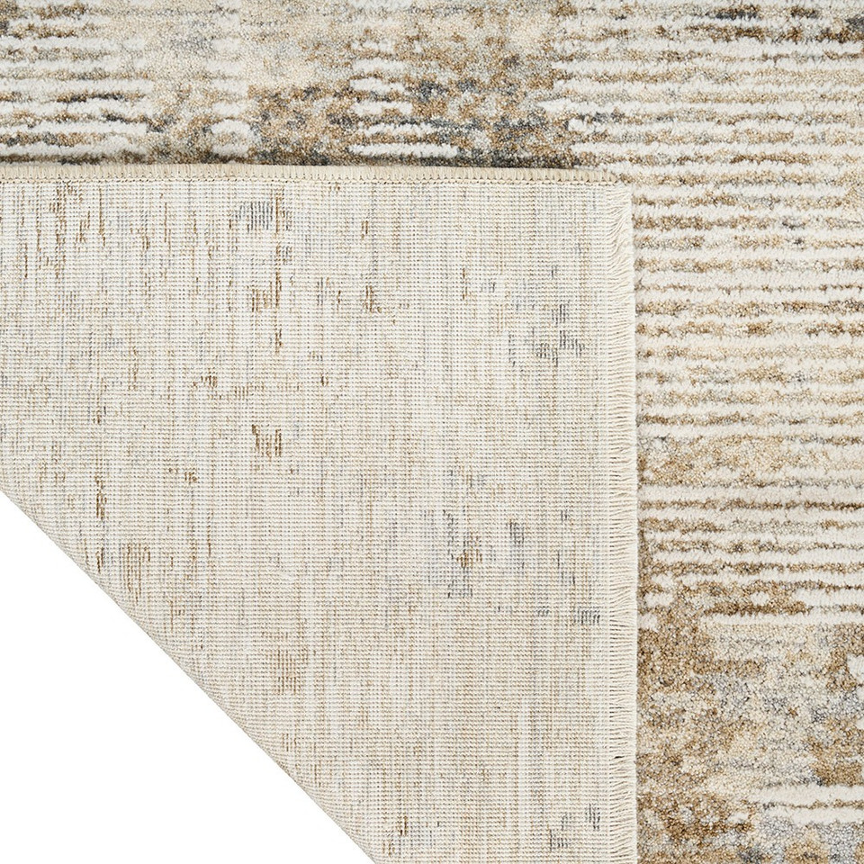 natural grey calvin klein rug corner fold on white floor