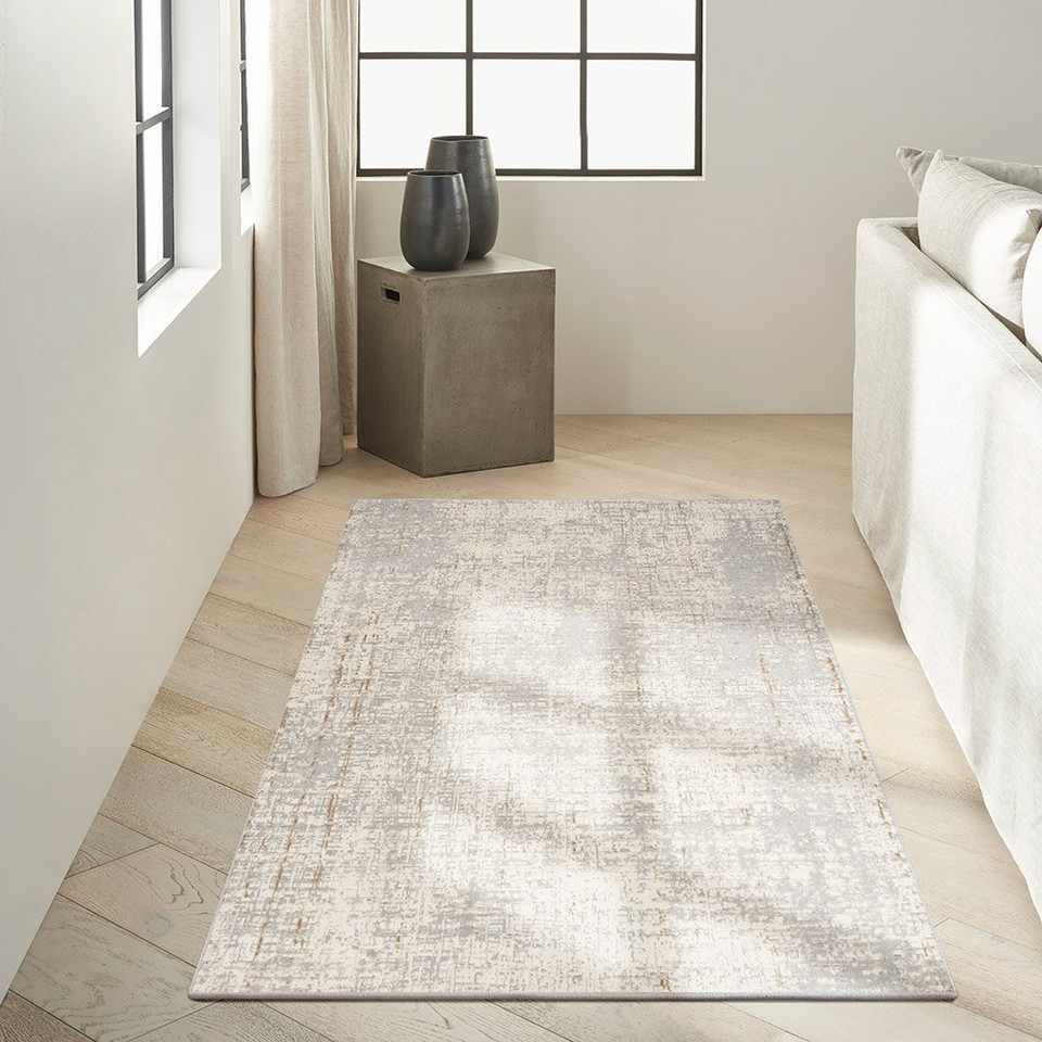 grey calvin klein rug in a room with matching decor