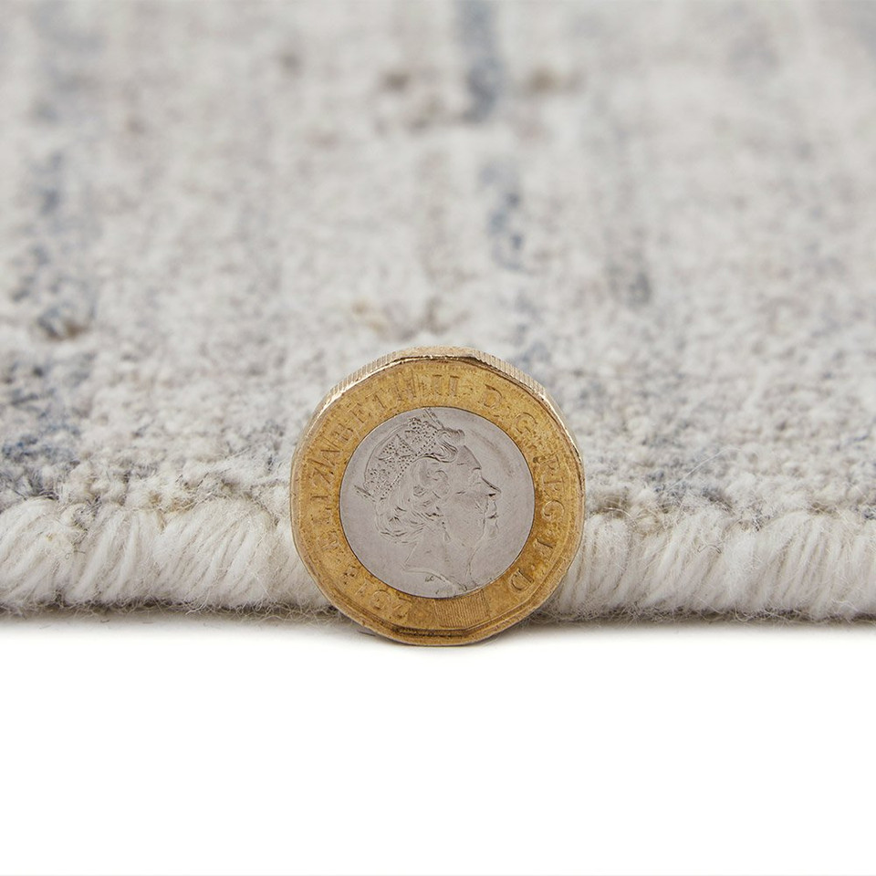 white blue abstract rug pile thickness