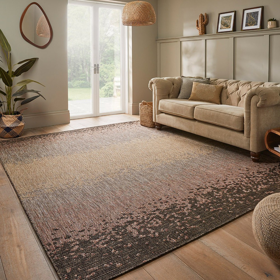 multicolour rug in a living room with matching decor