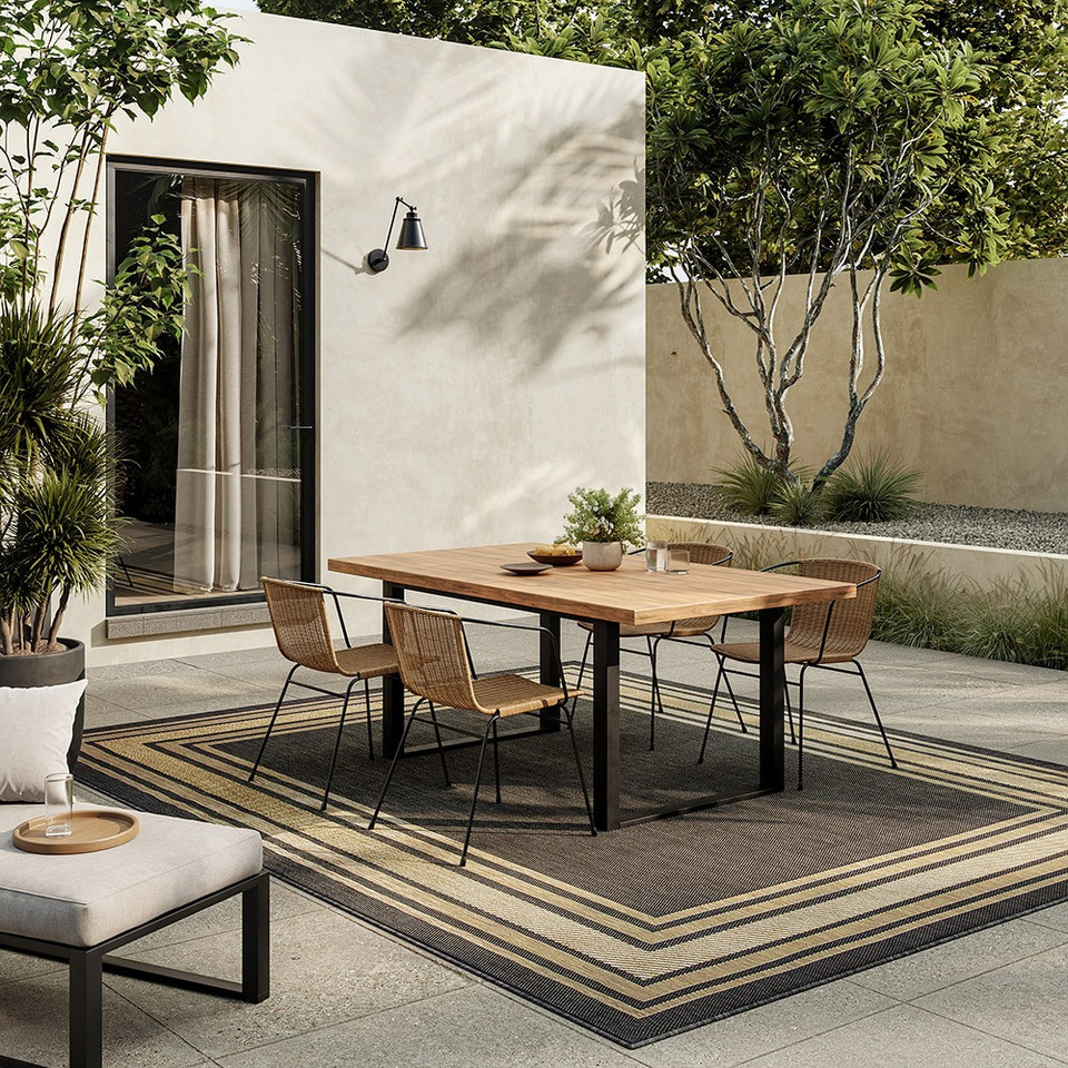 charcoal geometric indoor outdoor rug outside