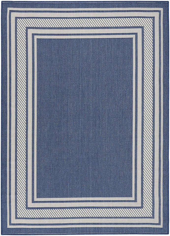 navy geometric indoor outdoor rug portrait