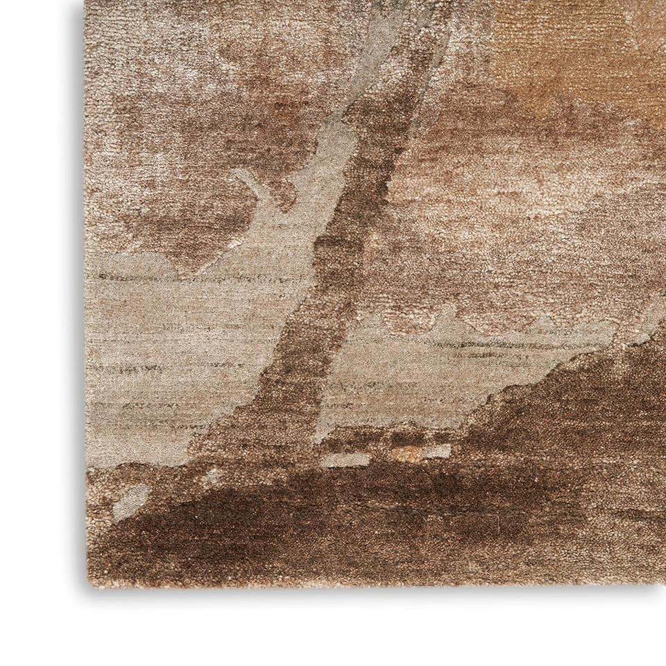 beige silver abstract rug closeup corner on white background