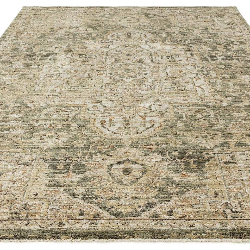 green traditional rug portrait