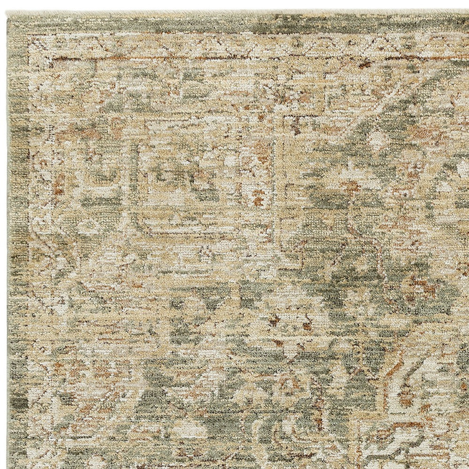 green traditional rug closeup corner