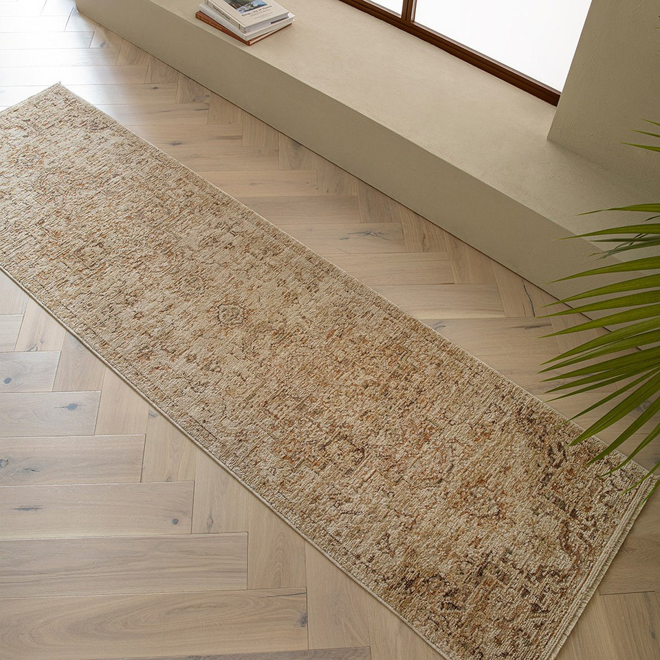 copper traditional rug in a living room with matching decor