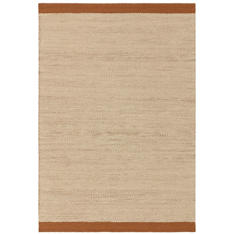 rust flatweave wool rug portrait
