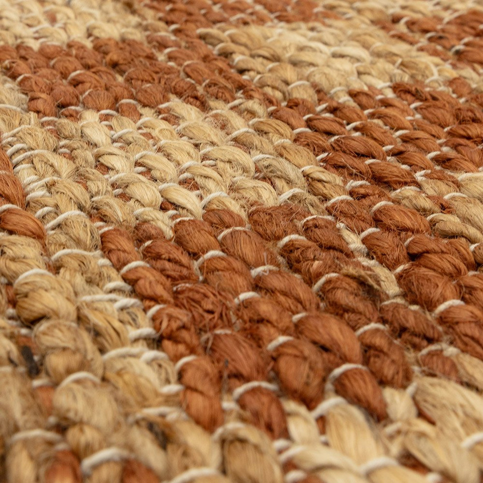 rust jute rug closeup detail
