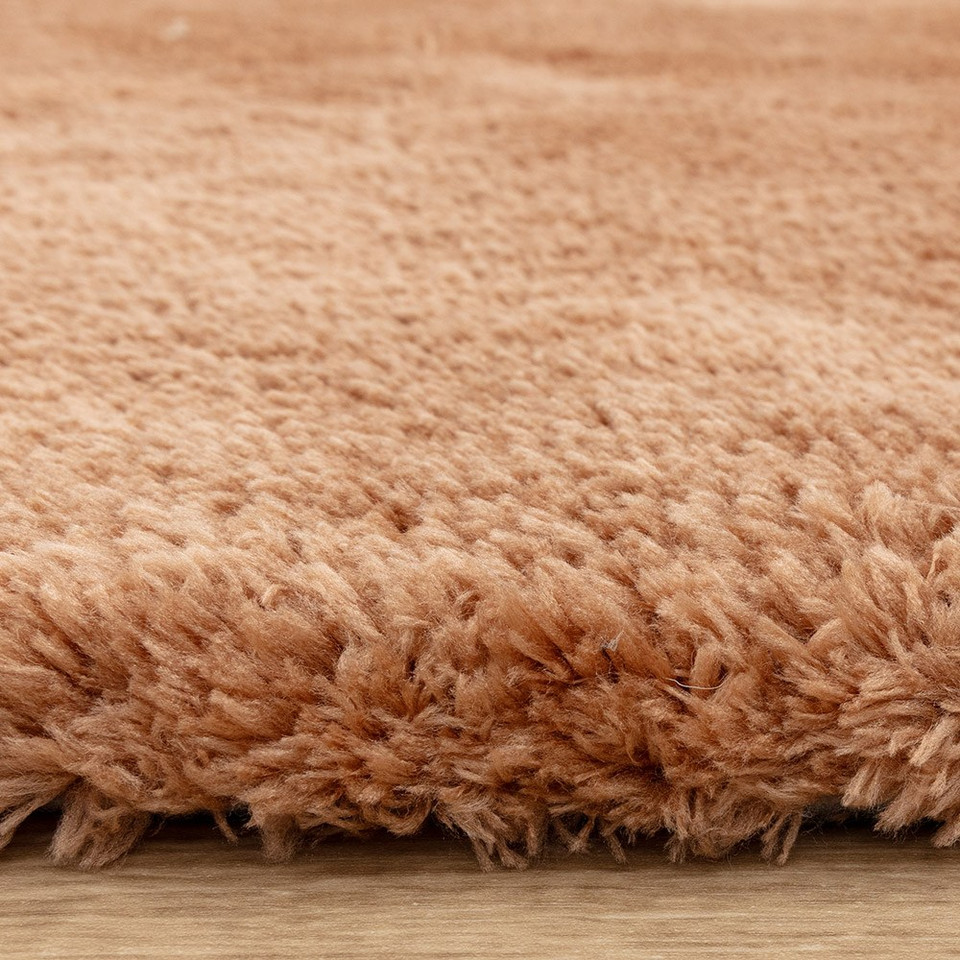 terracotta shaggy rug closeup border