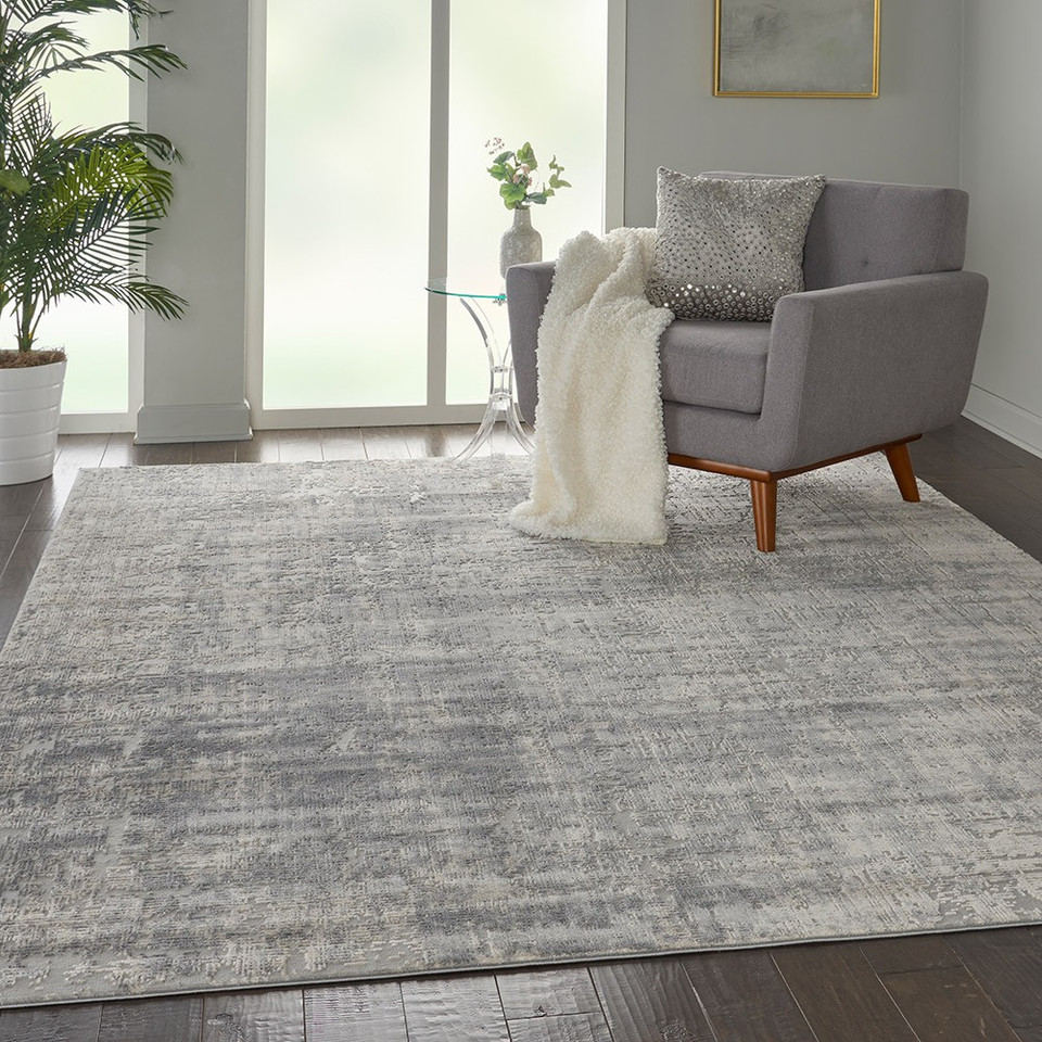 Rustic Textures RUS01 Ivory Silver Abstract Rug