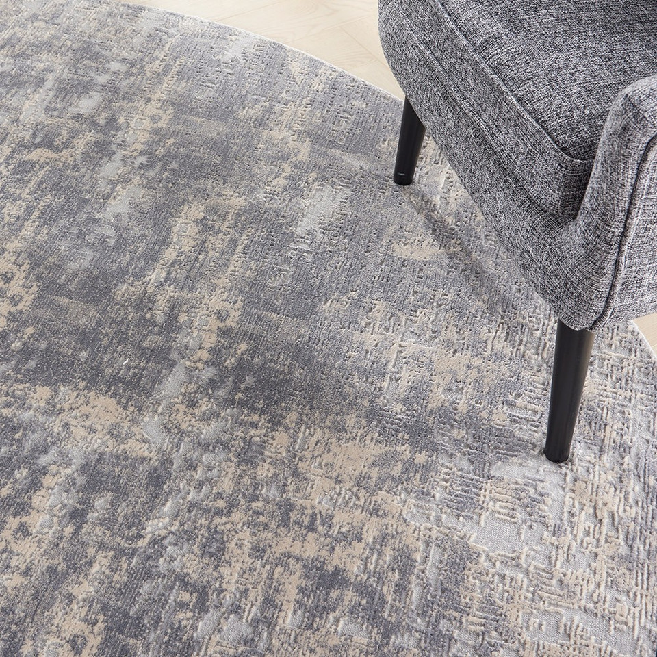 Rustic Textures RUS01 Ivory Silver Abstract Rug