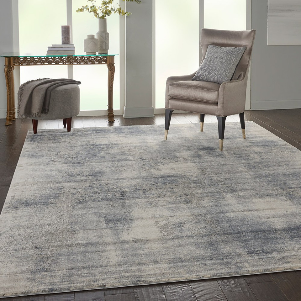 Rustic Textures RUS02 Blue Ivory Abstract Rug