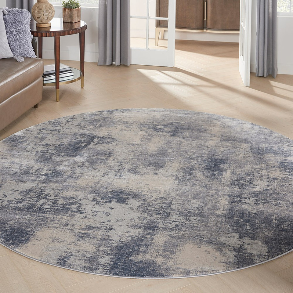 Rustic Textures RUS02 Blue Ivory Abstract Rug