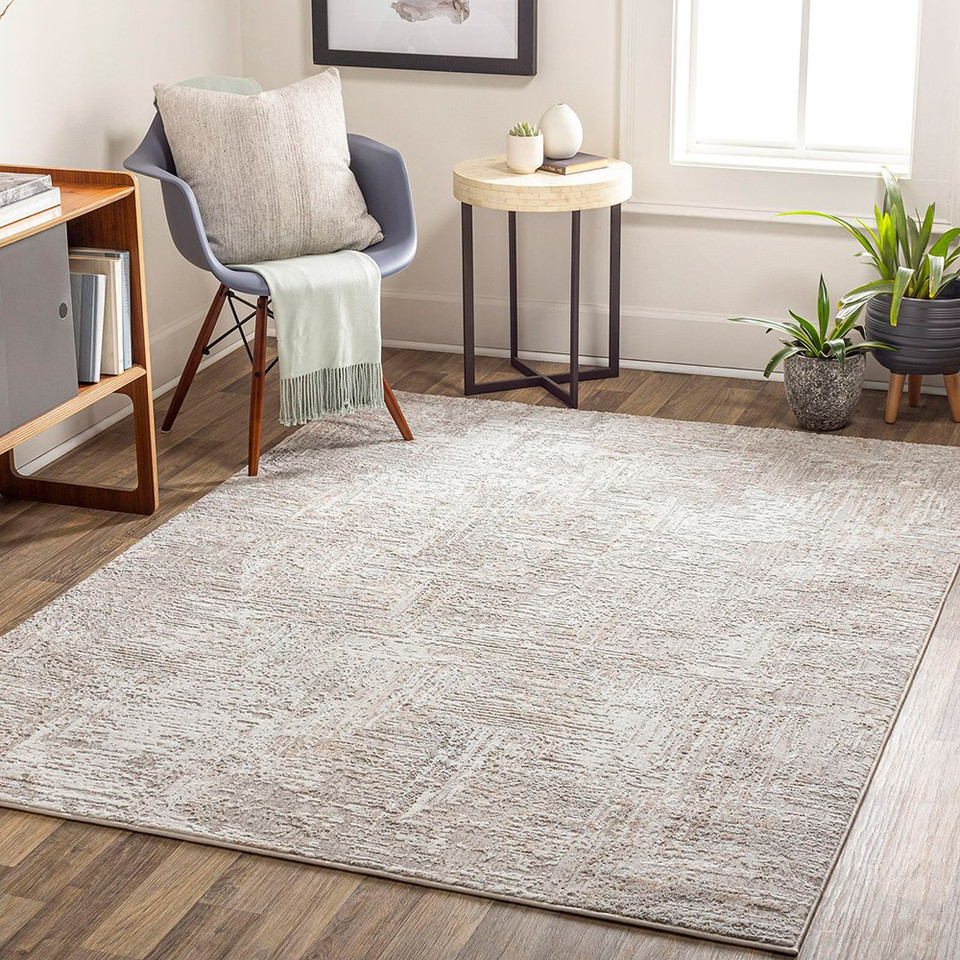 Allegro Abstract Modern Marble Ivory Beige Rug