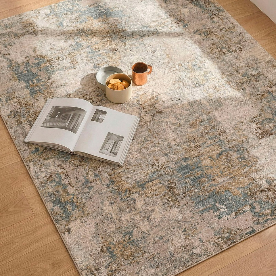 Arda Abstract Modern Marble Grey Rug