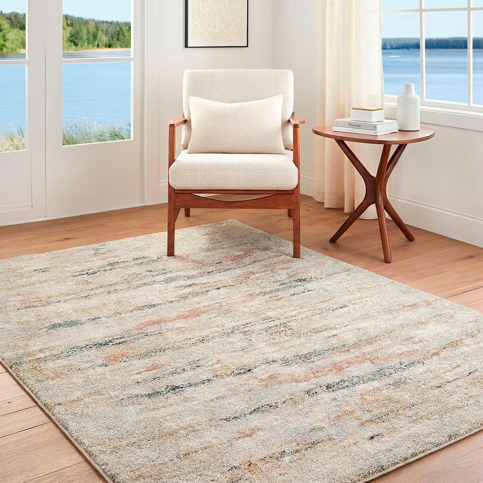 Avellino Abstract Linear Marble Beige Rug
