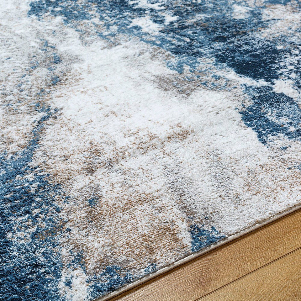 Allegro Abstract Modern Marble Blue Rug