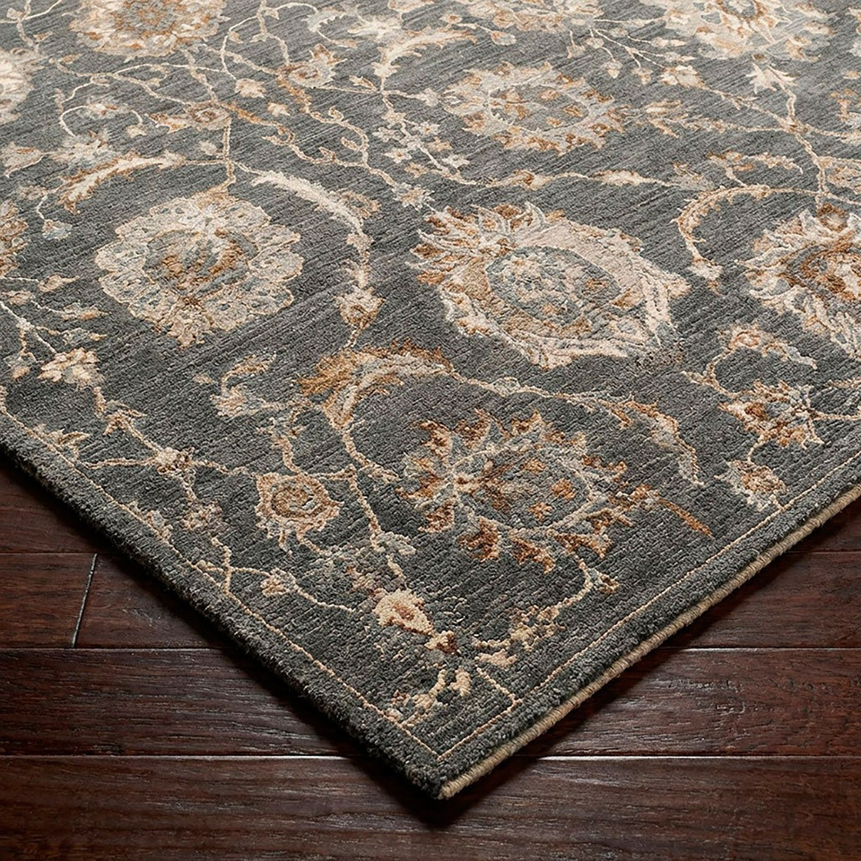 Arda Vintage Traditional Charcoal Rug