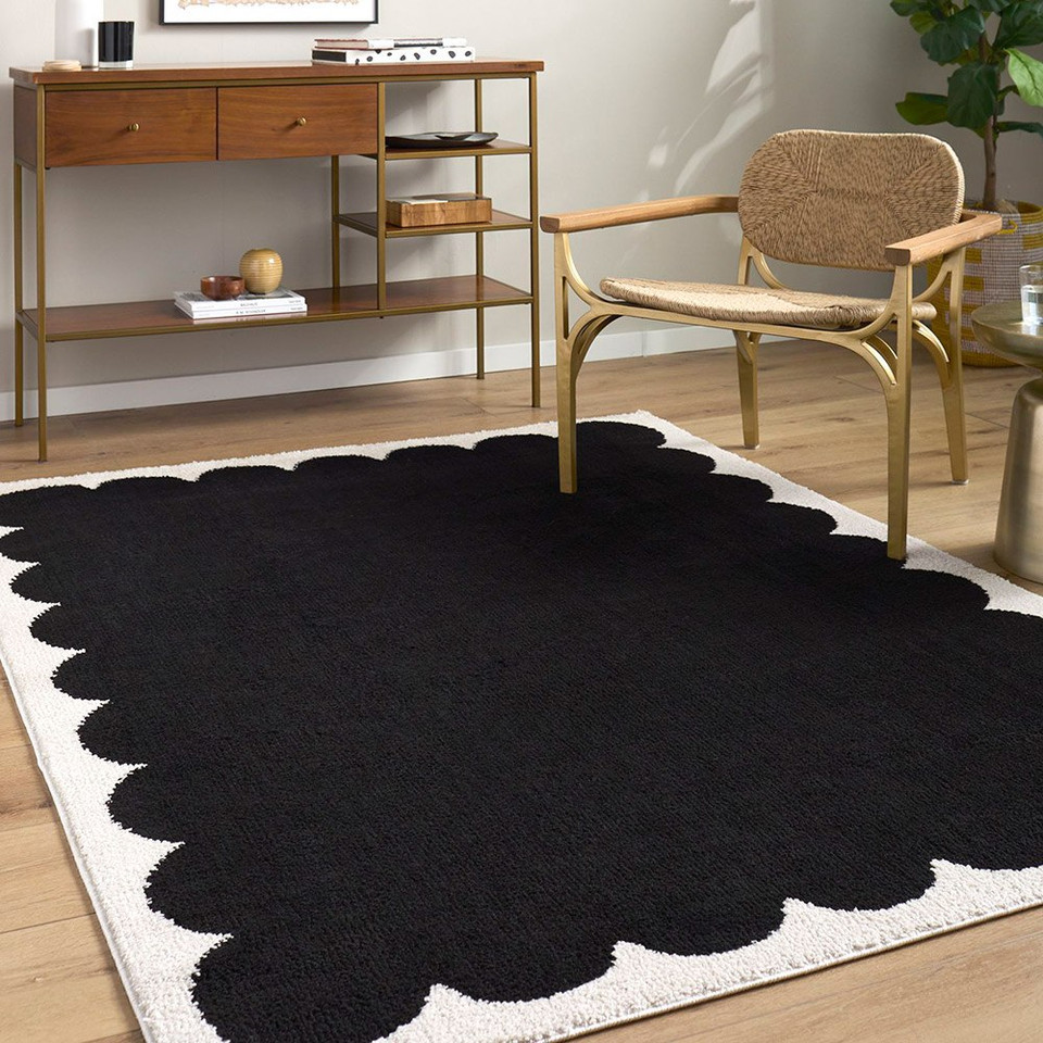 Fossay Washable Modern Shaggy Black Rug