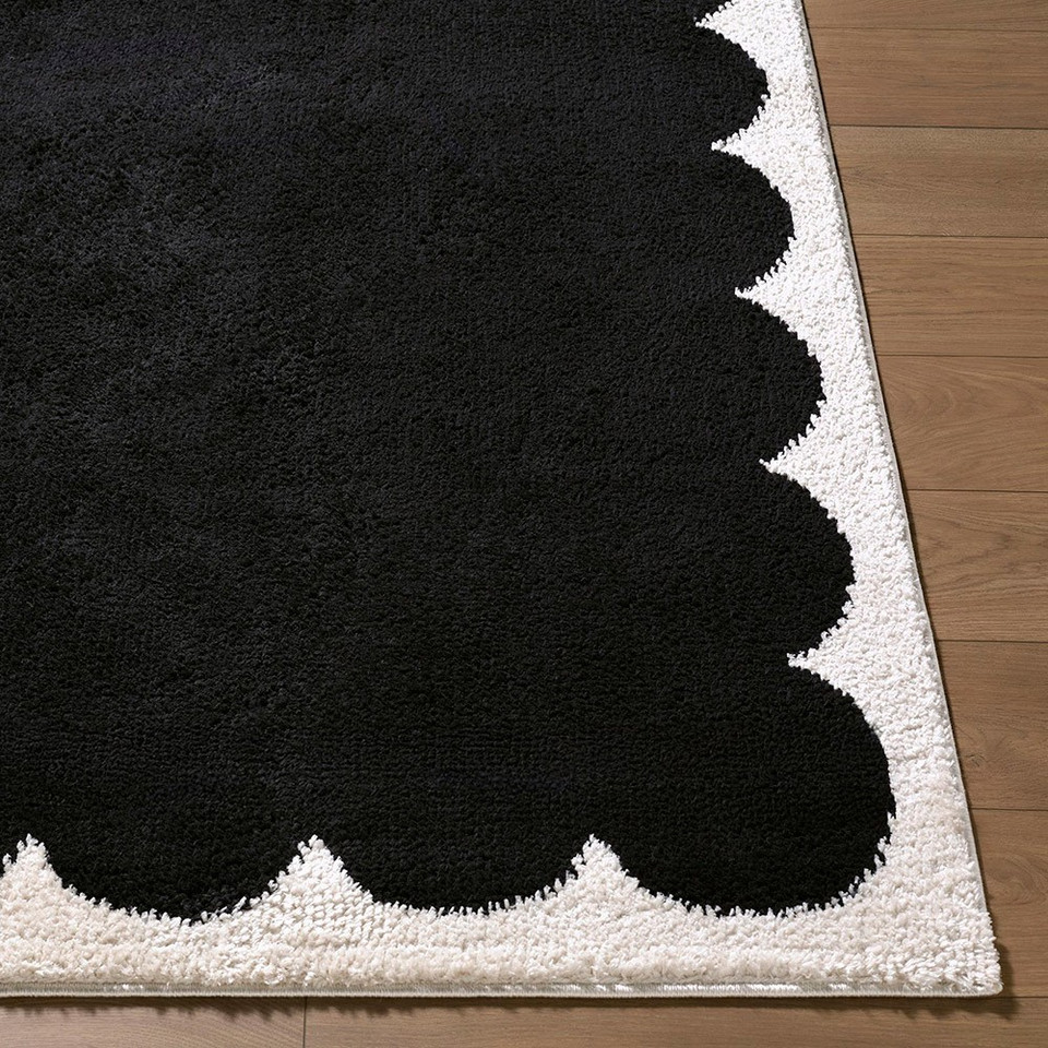 Fossay Washable Modern Shaggy Black Rug