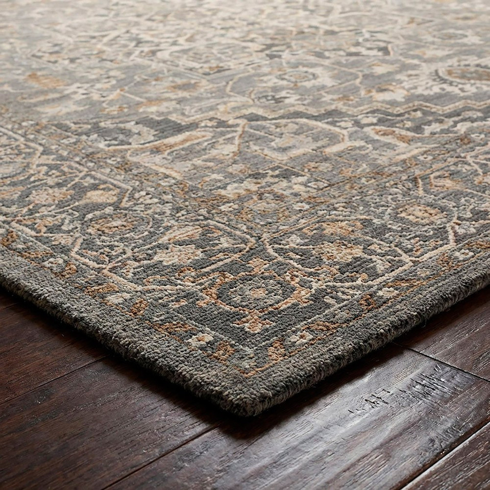 Arda Vintage Traditional Grey Rug