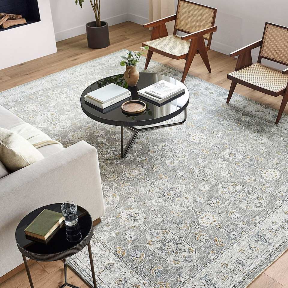 Dresden Vintage Traditional Grey Rug